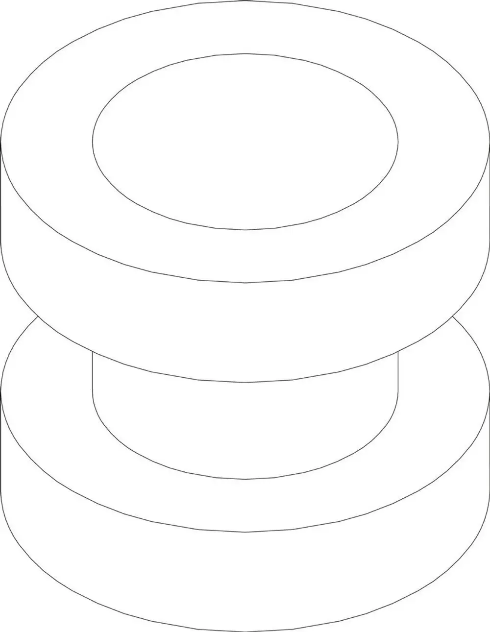 Zwei runde, stabile Aufhängeringe von Bosch, angeordnet übereinander, mit einem flachen inneren Bereich. Struktur in eher geometrischem Design.